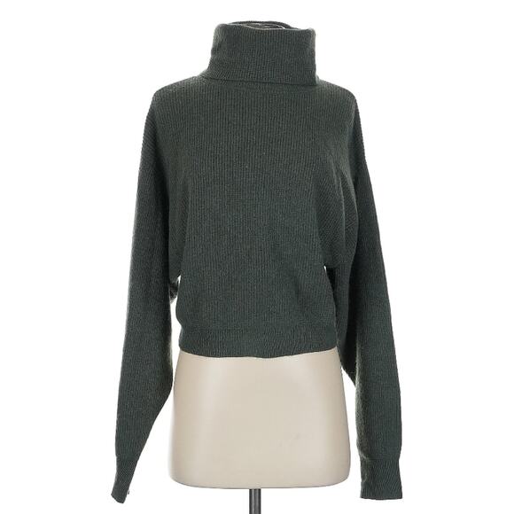 Crush. 100% Cashmere Olive Forest Green Turtleneck Cropped Sweater 1 S - Picture 1 of 9